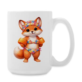 Süßer Fuchs im Sommeroutfit  - Große Tasse 440 ml - Weiß - Rechts