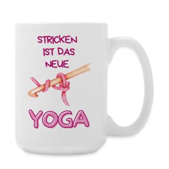 Stricken ist das neue Yoga - Große Tasse 440 ml - Weiß - Rechts