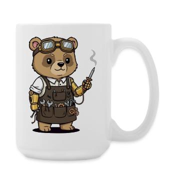 Bear Mechanic Steampunk Robotic Arm - Large Mug 440 ml - white - Right