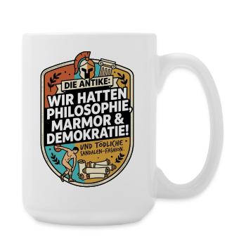 Antike Philosophie Demokratie Humor - Große Tasse 440 ml - Weiß - Rechts