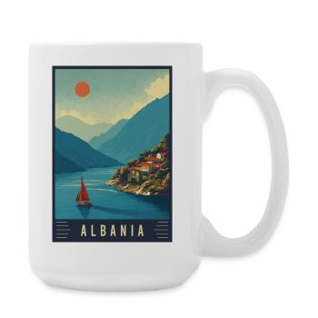 Découvrez les plages et les villes historiques d’Albanie - Grande tasse 440 ml - blanc - Droite