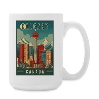 Experience Scenic Urban Scene of Calgary in Canada - Large Mug 440 ml - white - Right