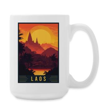 Entdecken Sie die zeitlose Schönheit von Laos - Große Tasse 440 ml - Weiß - Rechts