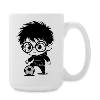 Kids Football Hoodie Sport Black White - Large Mug 440 ml - white - Right