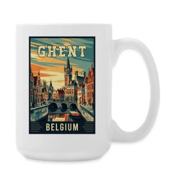 Erleben Sie den historischen Charme von Gent in Belgien - Große Tasse 440 ml - Weiß - Rechts