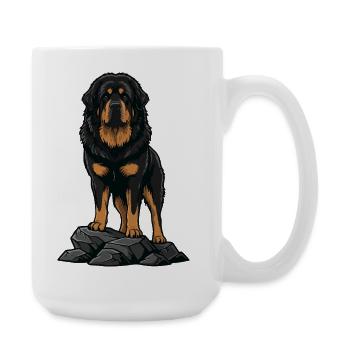Chien Dogue du Tibet sur Rocher Portrait Noir Feu - Grande tasse 440 ml - blanc - Droite