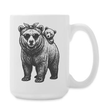 Deux ours Maman Lunettes de soleil Ours Mère Enfant Bébé - Grande tasse 440 ml - blanc - Droite
