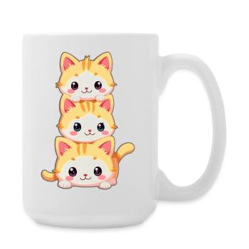 Stacked Kitten Trio - Large Mug 440 ml - white - Right