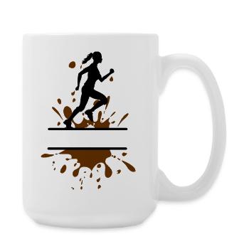 Mud Run Woman – Anpassbare Läuferin - Große Tasse 440 ml - Weiß - Rechts