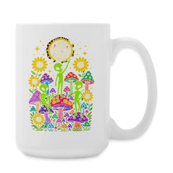 Extraterrestres au clair de lune de la forêt de champignons - Grande tasse 440 ml - blanc - Droite