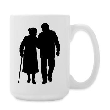 Großeltern Enkelkind Silhouette Spazieren Familie - Große Tasse 440 ml - Weiß - Rechts