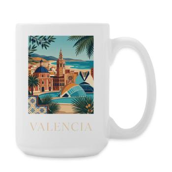Valencia Coastal Architecture Spain Travel Poster - Large Mug 440 ml - white - Right