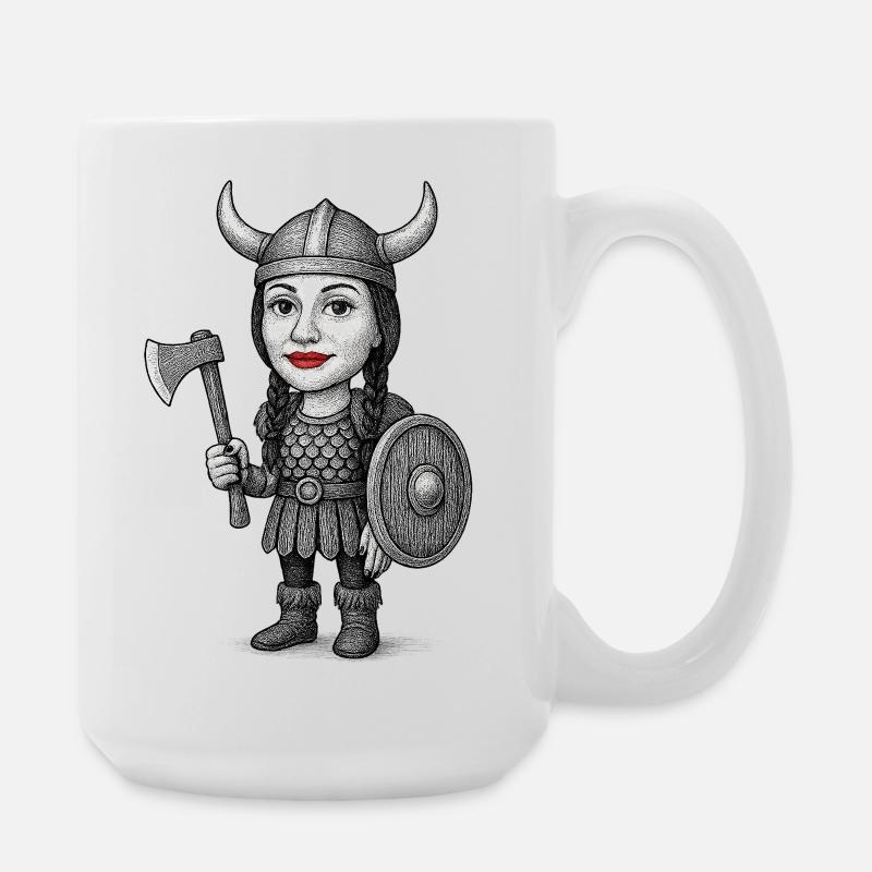 Viking Red Lips Warrior - Large Mug 440 ml - white