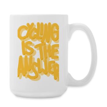 Cycling is the answer gelb - Große Tasse 440 ml - Weiß - Rechts