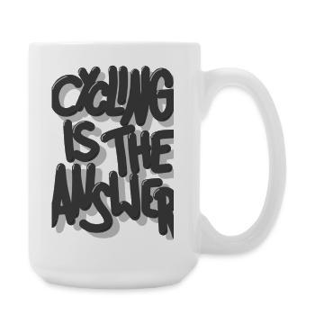 Cycling is the answer grau - Große Tasse 440 ml - Weiß - Rechts