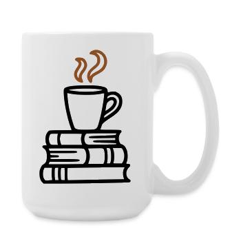 Bücher Kaffeetasse Lesen Buchclub Leseratte - Große Tasse 440 ml - Weiß - Rechts