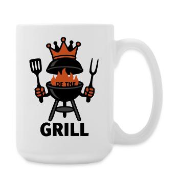 King of the Grill Krone Kugelgrill BBQ Vatertag - Große Tasse 440 ml - Weiß - Rechts