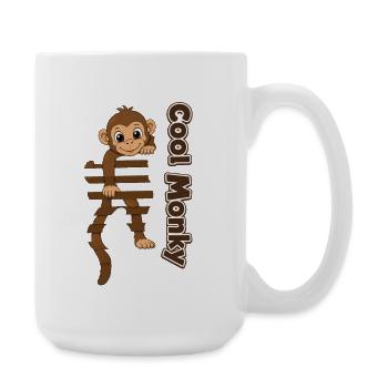 Monkey Swing Cartoon on Bars - Large Mug 440 ml - white - Right