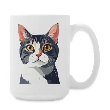 Portrait de chat en style vectoriel - Grande tasse 440 ml - blanc - Droite