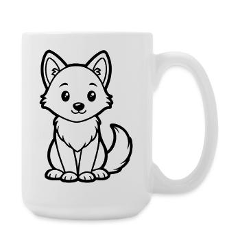 Cute baby wolf - Large Mug 440 ml - white - Right
