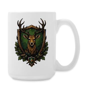 Hirsch Waldemblem - Große Tasse 440 ml - Weiß - Rechts