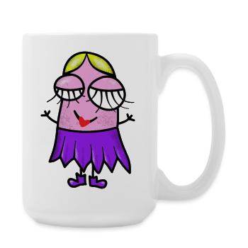 Fille aux vêtements violets et au visage satisfait - Grande tasse 440 ml - blanc - Droite
