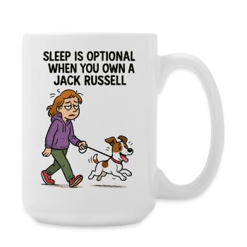 Müder Hundebesitzer & Jack Russell Comic - Große Tasse 440 ml - Weiß - Rechts