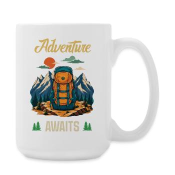 Hiking. Outdoor Adventure Awaits - Large Mug 440 ml - white - Right