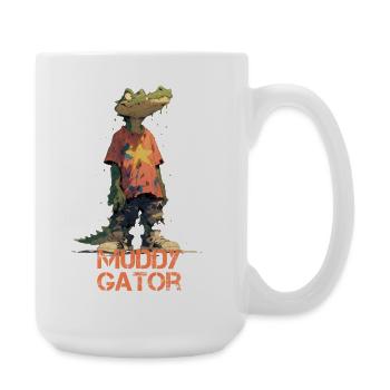 Muddy Gator - Funny crocodile in a dirty look - Large Mug 440 ml - white - Right