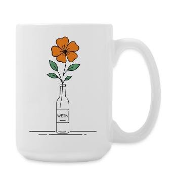 Blume orange in Weinflasche - Große Tasse 440 ml - Weiß - Rechts