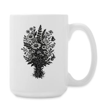 Botanique de linogravure vintage des fleurs sauvages - Grande tasse 440 ml - blanc - Droite