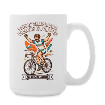 70s Vintage Cycling Poster Pain Is Temporary - Large Mug 440 ml - white - Right