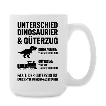 Unterschied Dinosaurier & Güterzug – Lustiges Meme - Große Tasse 440 ml - Weiß - Rechts