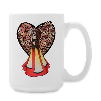 Boho Floral Dancer in Vintage Dress - Large Mug 440 ml - white - Right