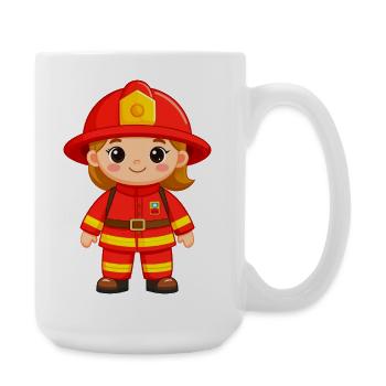 Comic boy en pompier en uniforme et casque - Grande tasse 440 ml - blanc - Droite