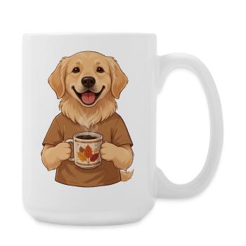 Golden Retriever Kaffee Herbst Hund Motiv - Große Tasse 440 ml - Weiß - Rechts