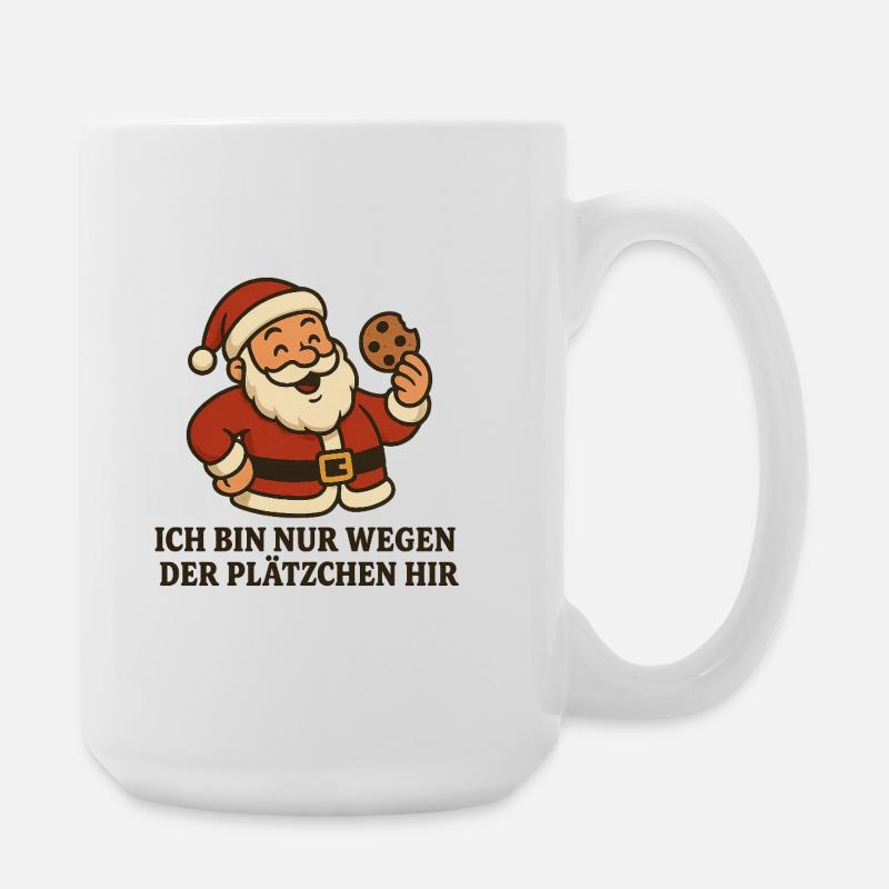 Santa Plätzchen Spruch - Große Tasse 440 ml - Weiß