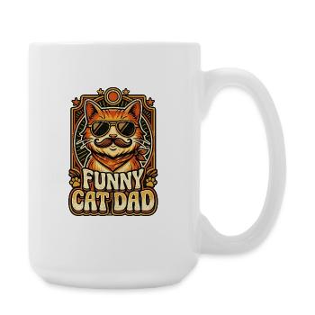 Funny Cat Dad Retro Vintage Style - Large Mug 440 ml - white - Right