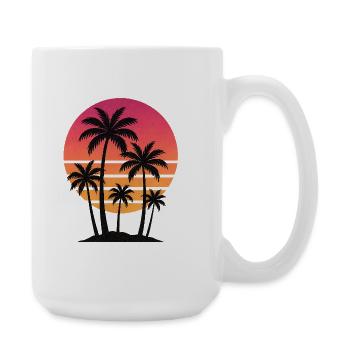 Palmen-Sonnenuntergang - Große Tasse 440 ml - Weiß - Rechts