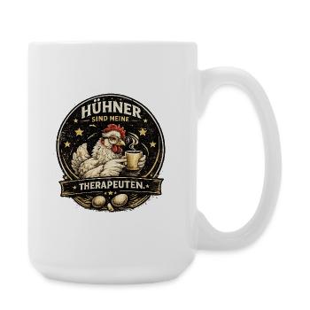 Hühnertherapie mit Kaffee - Große Tasse 440 ml - Weiß - Rechts