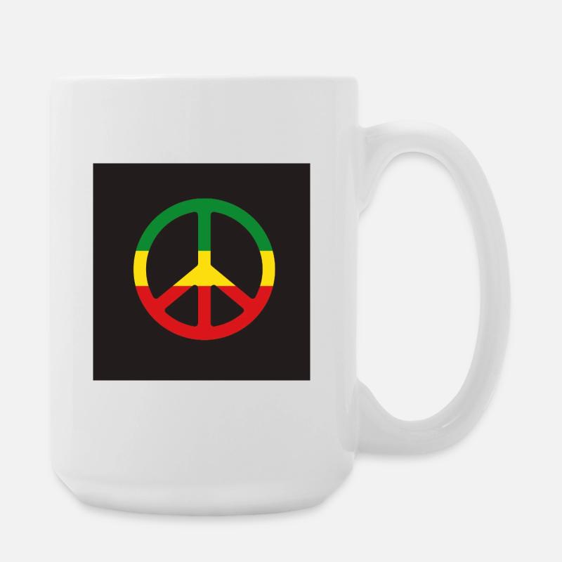 Reggae Peace Sign - Large Mug 440 ml - white