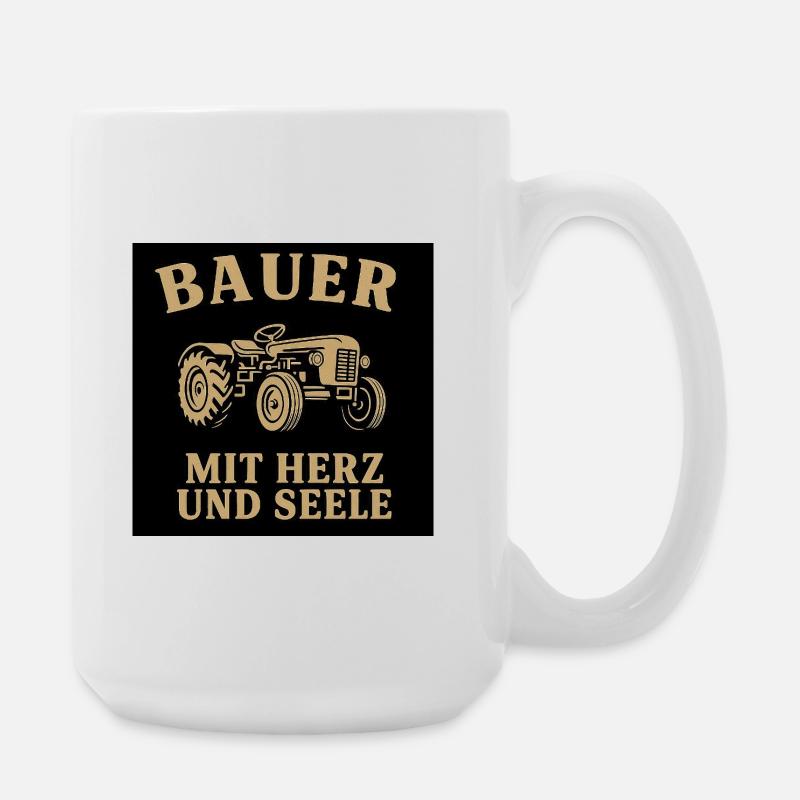 Bauerherz Traktor Motiv - Große Tasse 440 ml - Weiß