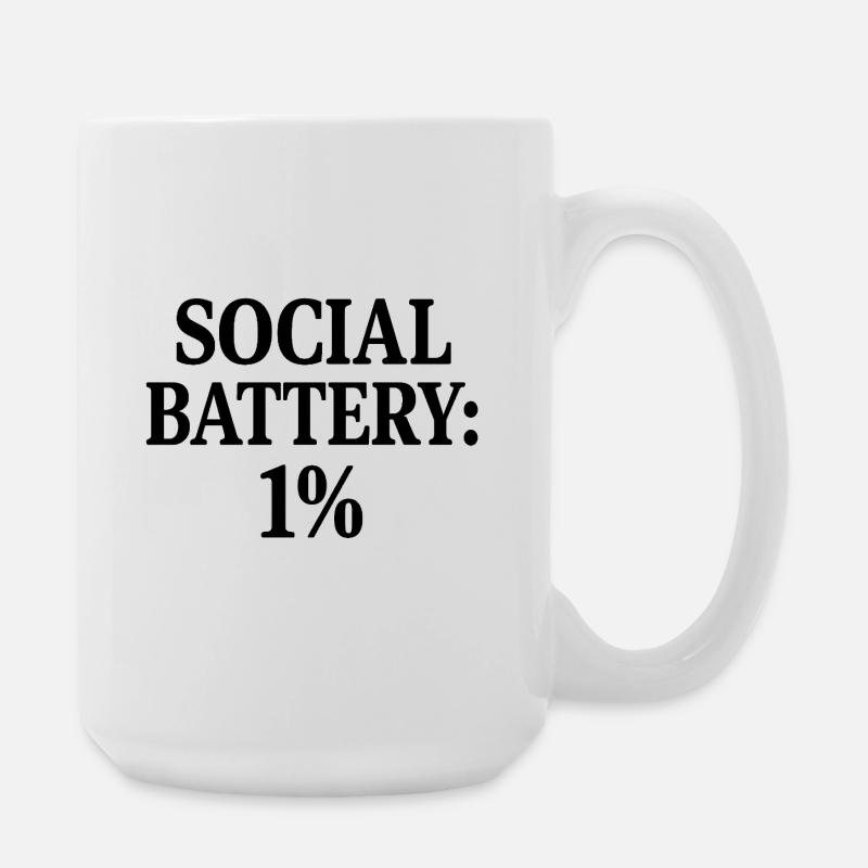 SOCIAL BATTERY - Große Tasse 440 ml - Weiß