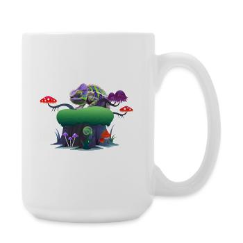 Neon Chameleon on Mushroom Rock - Large Mug 440 ml - white - Right