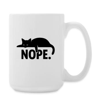 Nope Cat – Funny Minimal Design - Large Mug 440 ml - white - Right