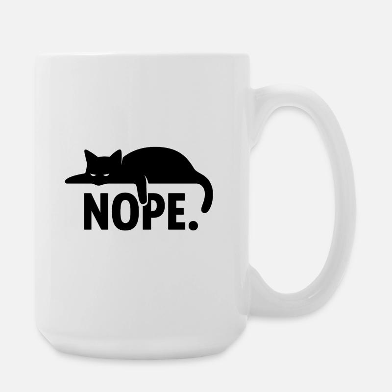 Nope Cat - Design minimal amusant - Grande tasse 440 ml - blanc