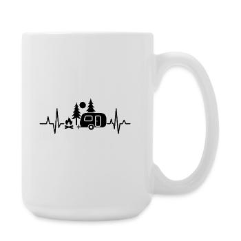 Campfire heartbeat camping - Large Mug 440 ml - white - Right