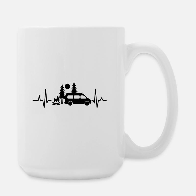 Herzschlag Vanlife Silhouette - Große Tasse 440 ml - Weiß