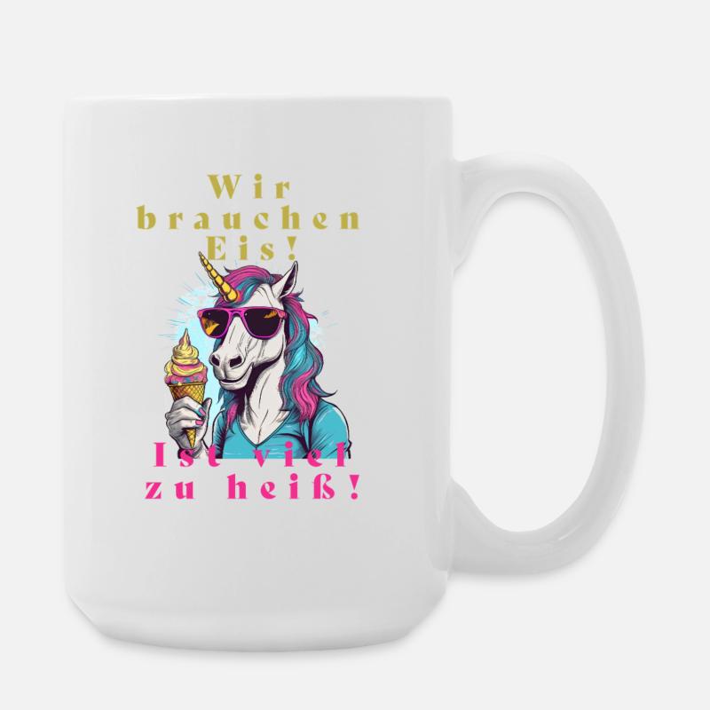 Einhorn Eis vs. Hitze - Large Mug 440 ml - white