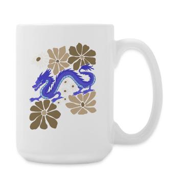 Blumenblauer Drache - Große Tasse 440 ml - Weiß - Rechts
